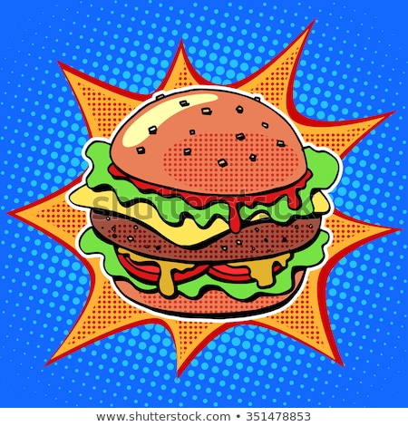 Foto d'archivio: Fast Food Framed Illustrations Of Big Hamburgers