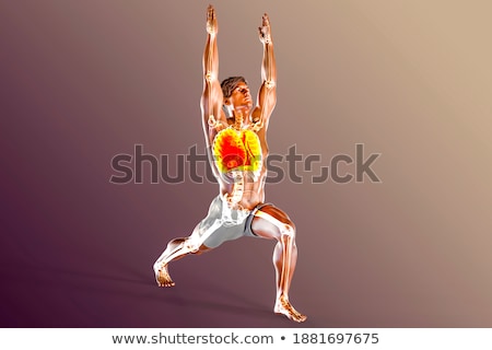 ストックフォト: 3d Man Practicing Yoga Warrior Position Pose