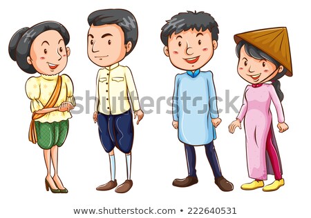 Stockfoto: A Plain Sketch Of Asian People