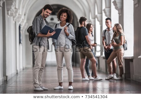 Stock photo: Students With Books And Backpacks At College Hall