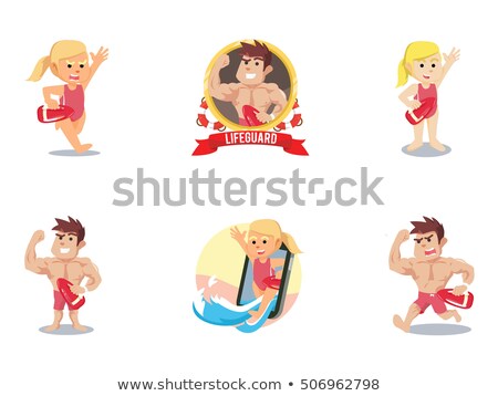 Stock photo: Cartoon Angry Lifeguard Boy