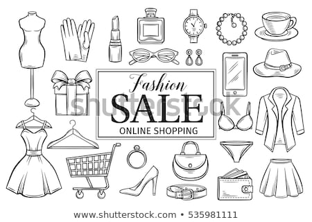 Stok fotoğraf: Shopping Cart Hand Drawn Outline Doodle Icon