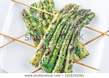 Stok fotoğraf: Grilled Asparagus Rafts With Sesame Seeds