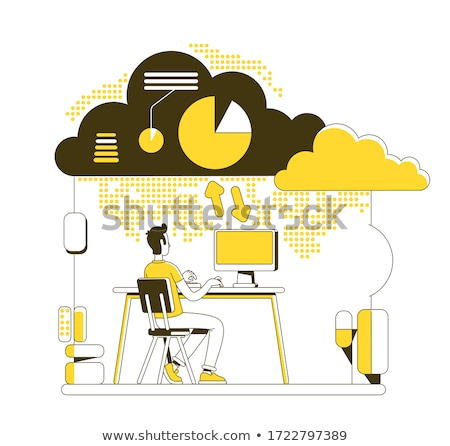 Foto stock: Cloud Computing Service Web Hosting Vector Concept Metaphor
