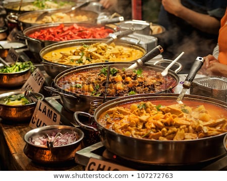 Foto stock: Traditional Spicy Asian Food At Street Market