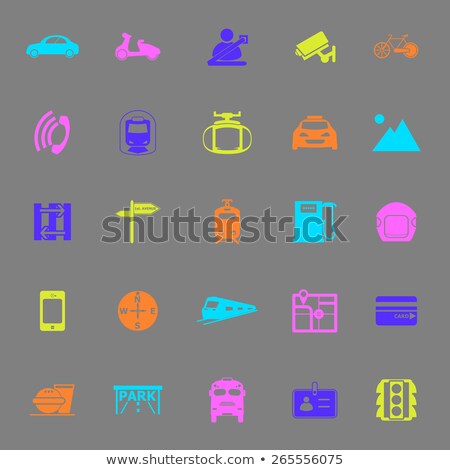 Land Transport Related Color Icons On Gray Background Stock foto © nalinratphi