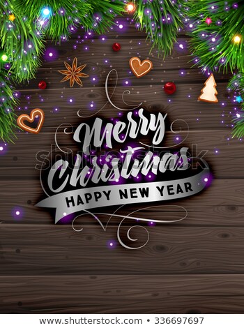 Stock photo: Happy New Year Card With Xmas Silver Bells Vector Illustration