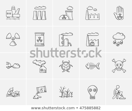 Stok fotoğraf: Barrel With Ionizing Radiation Sign Sketch Icon