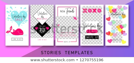 Foto stock: Valentines Day Stories Template Streaming Creative Universal Editable Set In Trendy Style With Em