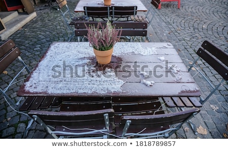 ストックフォト: Restaurant Tables And Chairs Under Snow In Winter