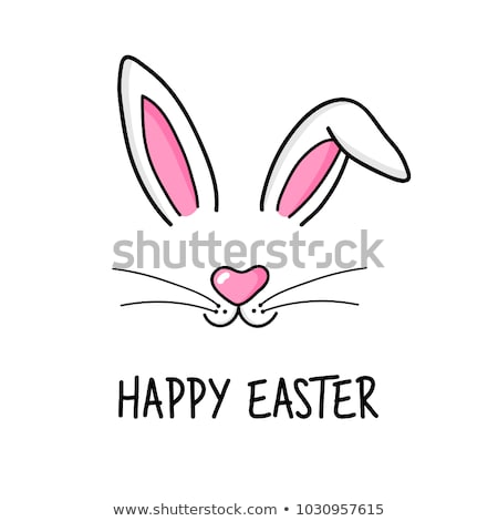 Stock photo: Happy Easter Greeting Card Poster With Cute Sweet Bunny