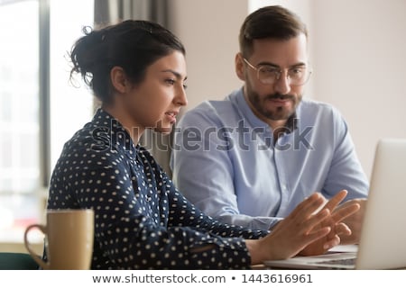 Stok fotoğraf: A Young Female Business Women Applicant In Office Male Manager I