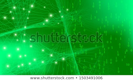 Stok fotoğraf: A Distorted Field Of Green Binary Code