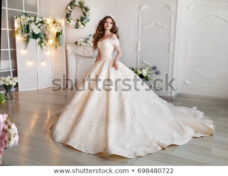 Stok fotoğraf: Beautiful Bride In Elegant Wedding Dress Fashion Lady Studio P