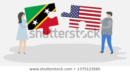 Stockfoto: Usa And Saint Kitts And Nevis Flags In Puzzle