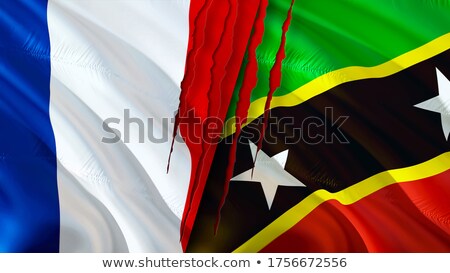 Stock fotó: France And Saint Kitts And Nevis Flags