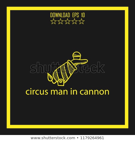 Foto stock: Circus Man In Cannon Sketch Icon
