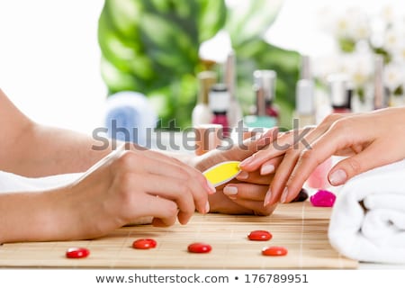 Stok fotoğraf: Manicure Process In Beauty Salon Close Up