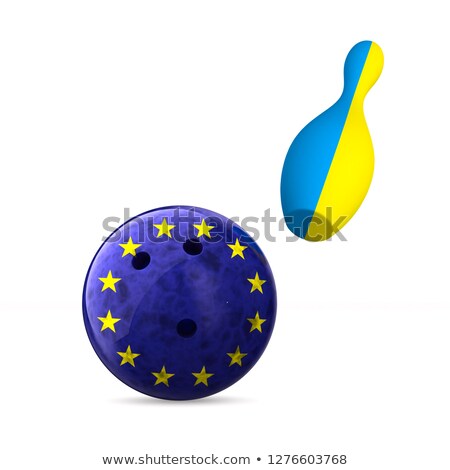 ストックフォト: Flag Eu And Ukraine And Bowling On White Background Isolated 3d