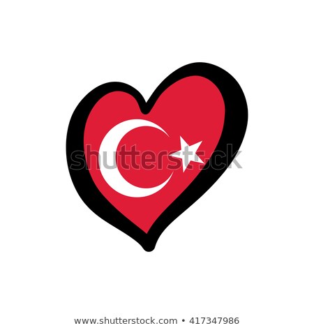 Stockfoto: Sticker Design For Turkey Flag In Heart Shape