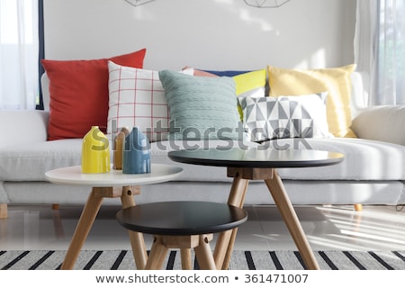 Stok fotoğraf: Sofa With Colored Pillows