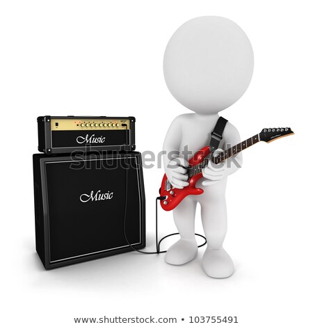 3d White People Playing Electric Guitar [[stock_photo]] © 3dmask