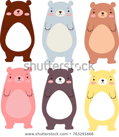 Stockfoto: Cartoon Brown Cute Grizzly Bear As Naive Children Drawing