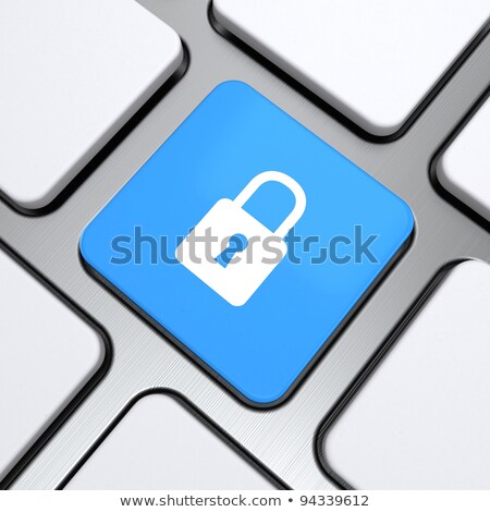 Сток-фото: Blue Network Security Button On Keyboard 3d