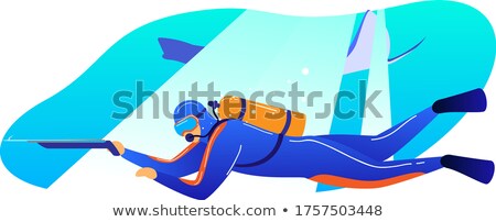 Stockfoto: Diver Underwater Hunting Isolated Illustration