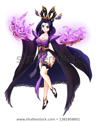 Foto stock: Cartoon Smiling Wizard Girl