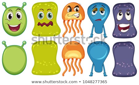 [[stock_photo]]: Five Monsters With Different Facial Expressions