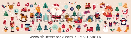 Stockfoto: Christmas Stickers Collection With Christmas Gingerbread And Wis