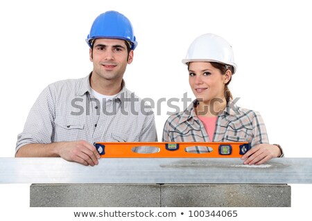 Stock photo: Craftsman And Craftswoman Erecting A Wall