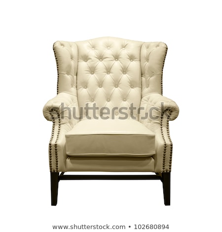 Front Of Classic Chesterfield Luxury White Leather Armchair Zdjęcia stock © nuttakit