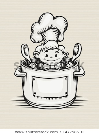 Foto stock: Baby With Big Cooking Pot
