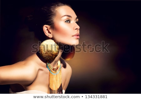 Foto stock: Beauty Fashion Woman Portrait Jewelry Accessories Black And Wh