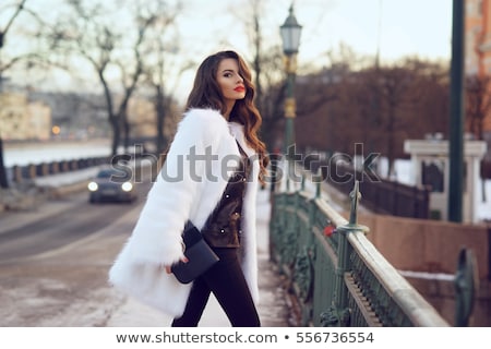 Foto stock: Frozen Beautiful Woman In Winter Clothing Outdoors