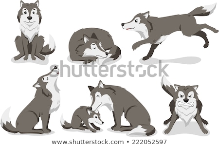 Stock foto: Cartoon Wolf Winter