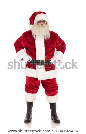 Stock fotó: Merry Santa Claus Stands While Holding His Hips