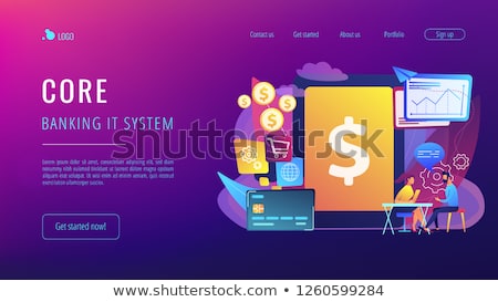 Foto stock: Core Banking It System Concept Vector Illustration