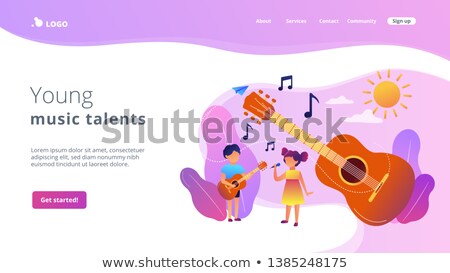 Stock fotó: Musical Camp Concept Landing Page