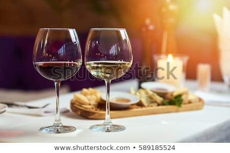 Stock fotó: White And Red Wine With Wineglass