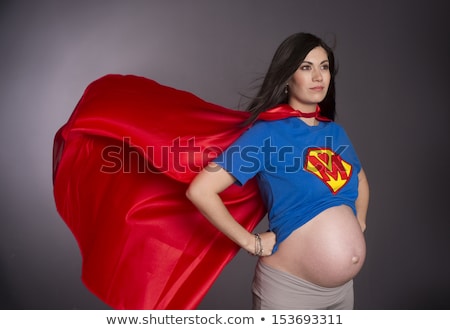 Stockfoto: Proud Mom As Super Mother On Green Screen