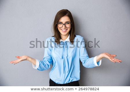Stok fotoğraf: Young Brunette Businesswoman Glasses Looking Cute