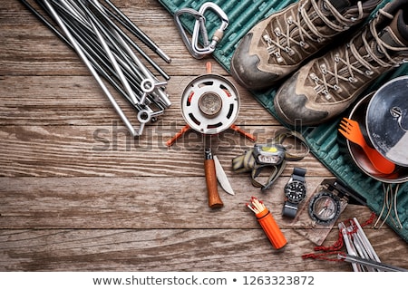 Сток-фото: Survival Tools With Pocket Knife And Compass