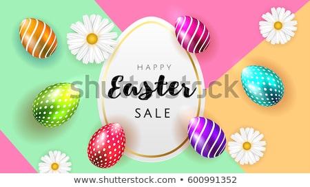 Zdjęcia stock: Vector Retro Paper Easter Egg Card Poster