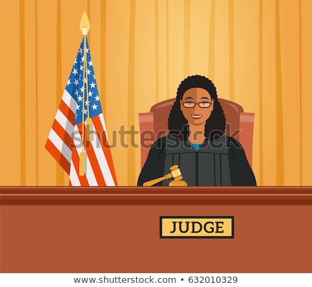 Stok fotoğraf: Judge Black Woman In Courtroom Vector Flat Illustration