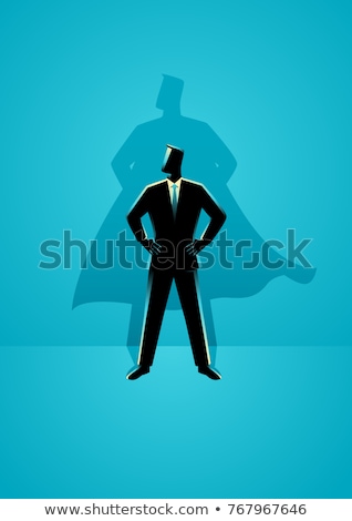 Stok fotoğraf: Businessman Silhouette In Super Power Pose