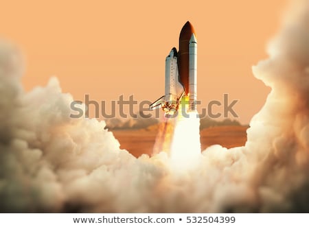 Rocket With Mars In Space Stok fotoğraf © Alones