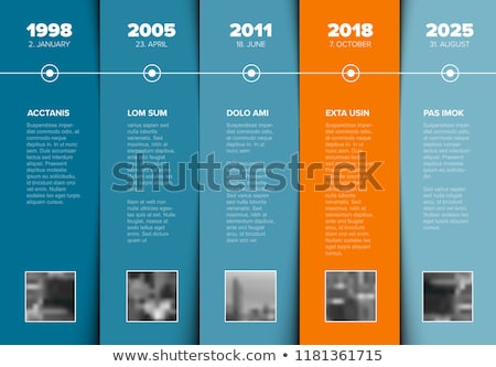 Stok fotoğraf: Timeline Template With Blue Blocks And Photo Placeholders